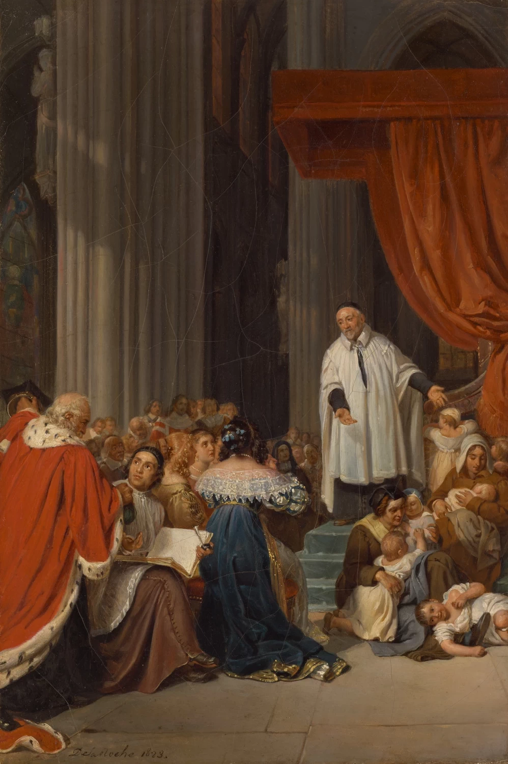 San Vincenzo de' Paoli predica alla corte di Luigi XIII in favore dei bambini abbandonati - Yale University Art Gallery, New Haven